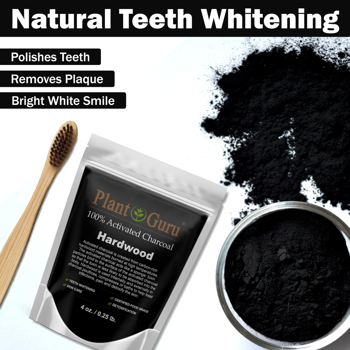 Activated Charcoal Powder 1 lb. Jar Food Grade Kosher Non-GMO Y436138