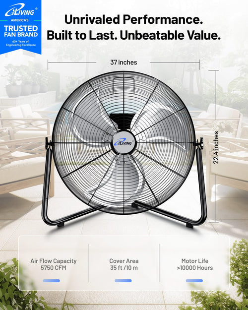 20 Inch Heavy Duty Floor & Wall Mount Fan, 3-Speed Black X8133