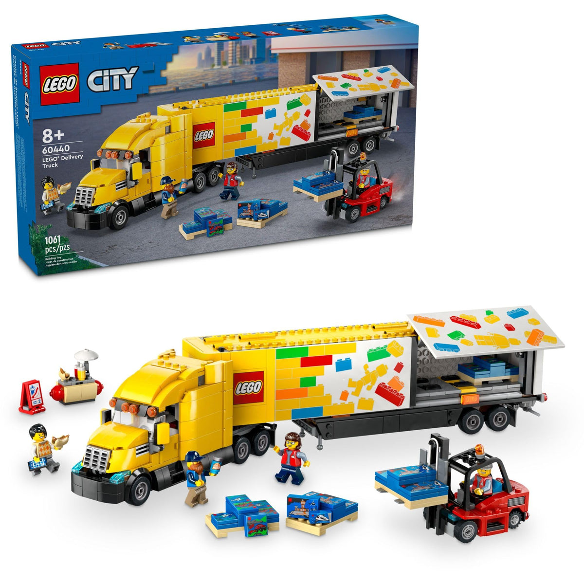 Yellow Delivery Truck Building Toy with 3 Minifigures L4702