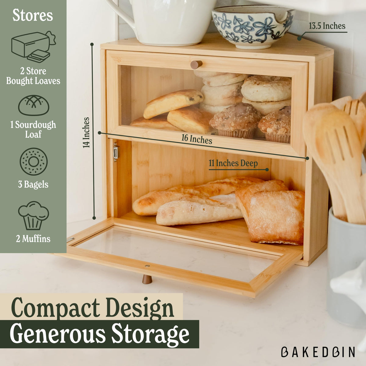 Bamboo Wooden Bread Box R4803