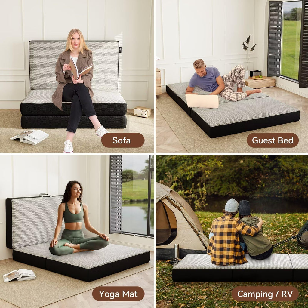 Memory Foam Trifold Mattress Full Size 6 Inch Grey R86559
