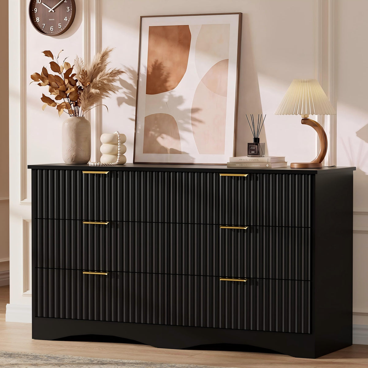 6 Drawer Fluted Wood Dresser R9254