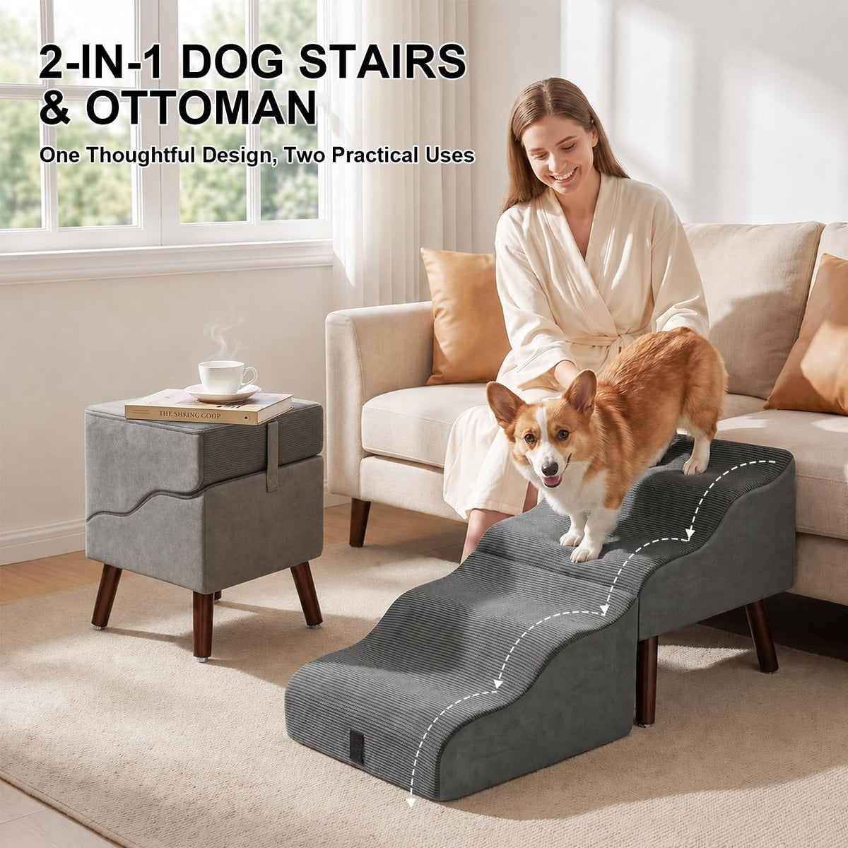 Foldable Pet Steps & Ottoman S743661