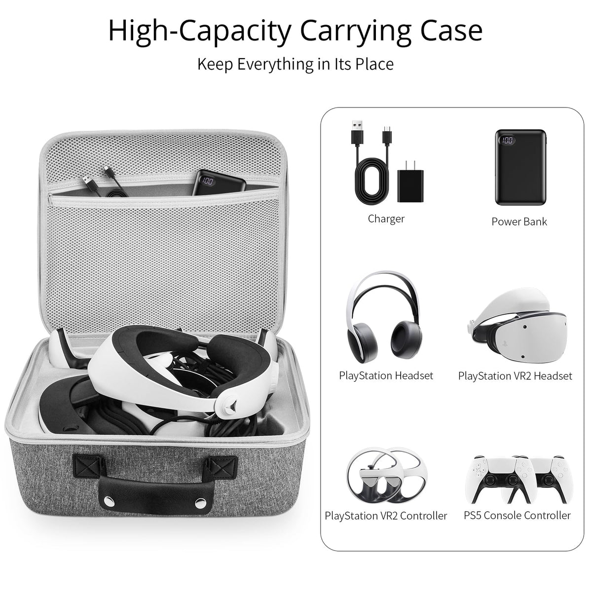 Grey Portable Hard Case for Gaming Headset and Touch Controllers V172481