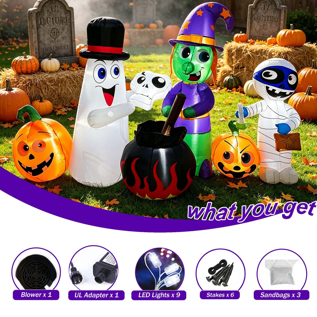8 FT Halloween Inflatable Witch Ghost Mummy Combo Decorations H592