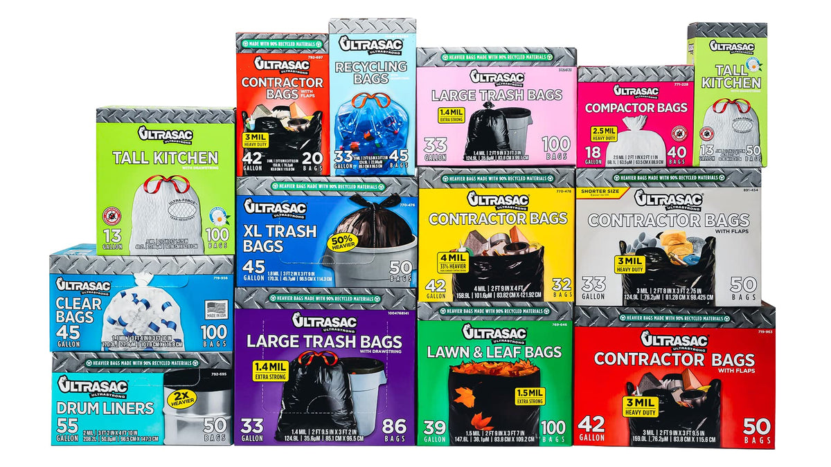 42 Gallons 4 Mil Heavy Duty Contractor Bags 32 Pack with Ties T6652