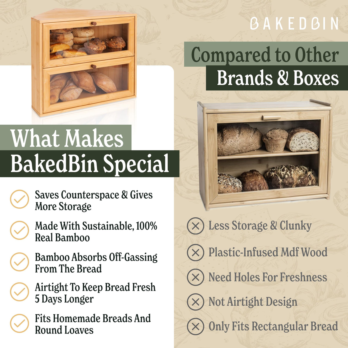Bamboo Wooden Bread Box R4803