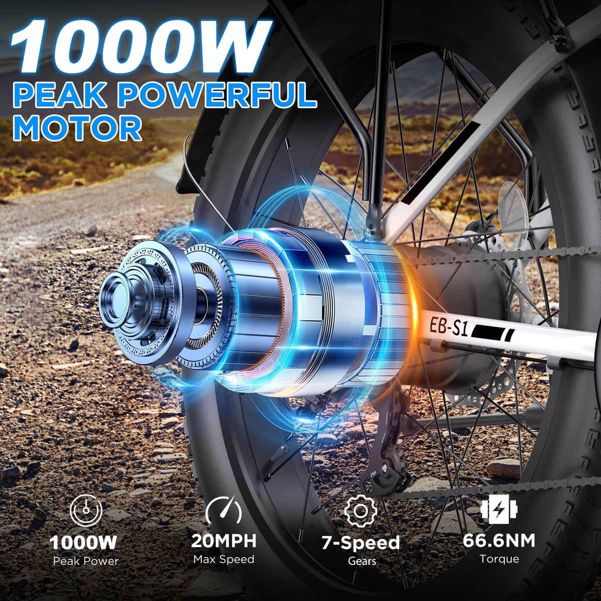 1000W 26" Fat Tire Electric Mountain Bike with 48V 13AH Battery X82760