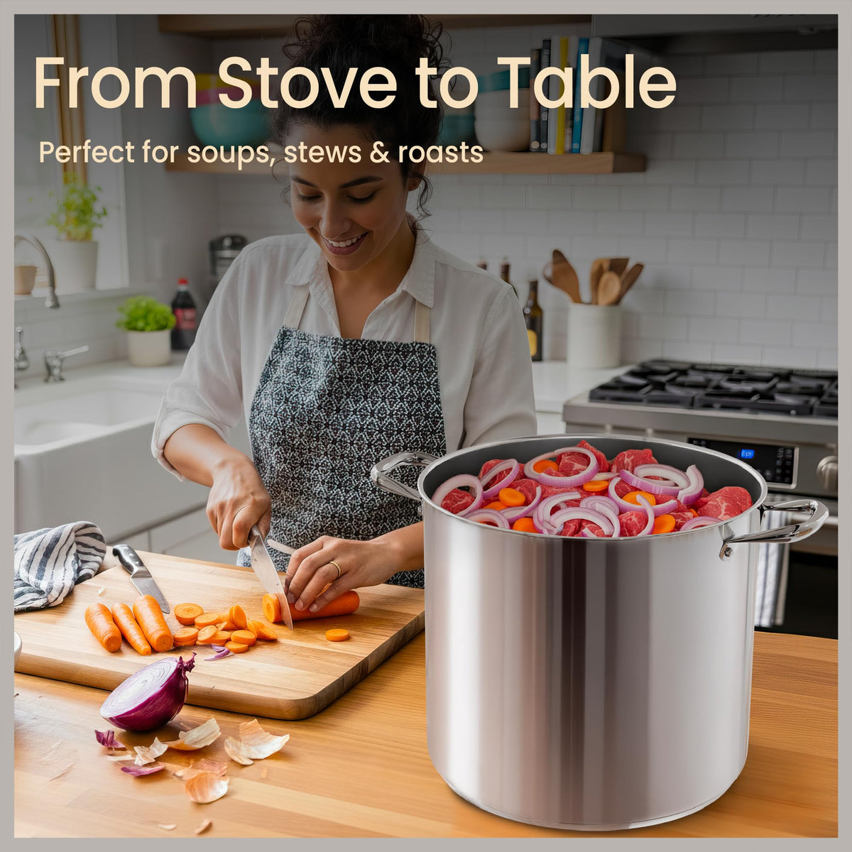 16 Quart Stainless Steel Stockpot with Tempered Glass Lid O56036