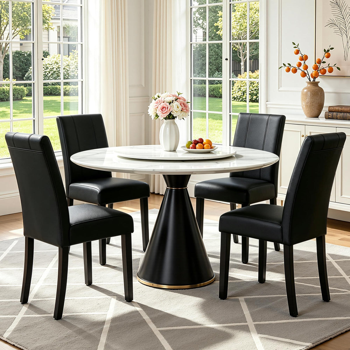 Black Faux Leather Dining Chairs Set of 4 J61345
