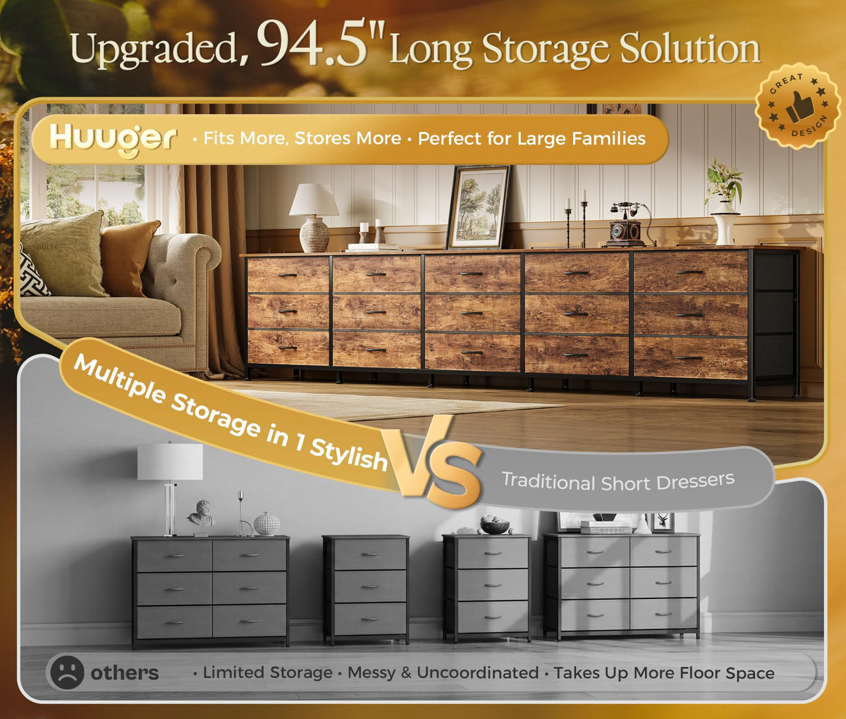 94.5 Inch Extra Long Dresser O10235