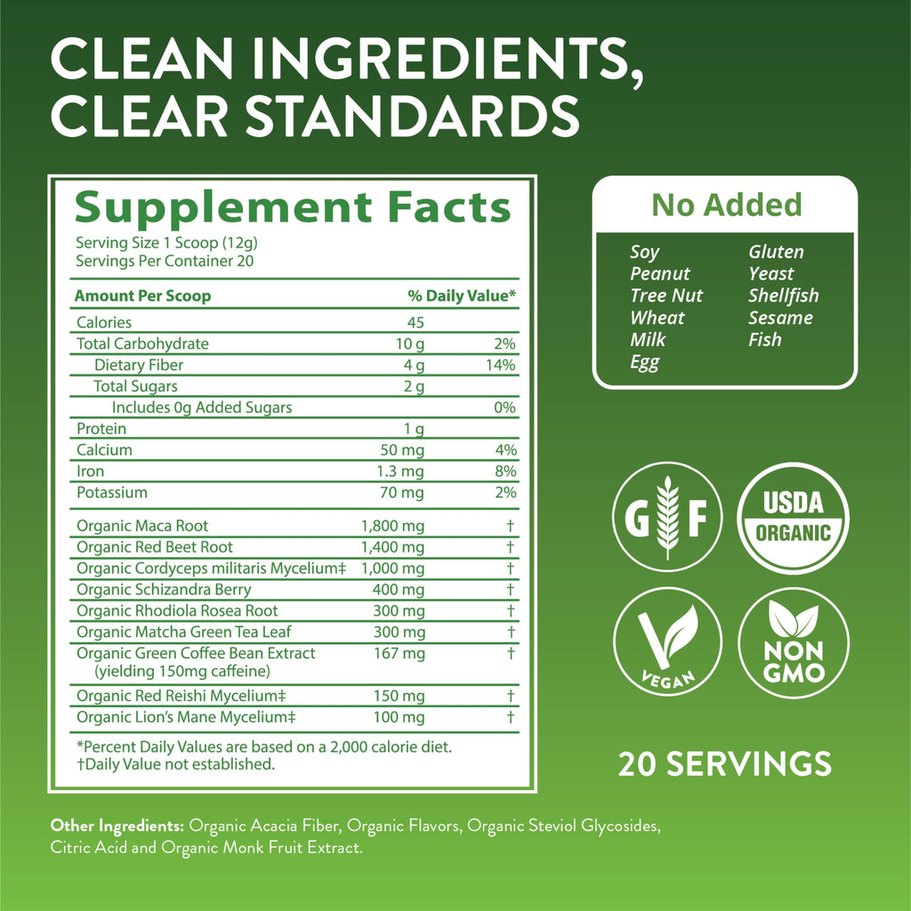 Organic Pre-Workout Powder Black Cherry 20 Servings M837723
