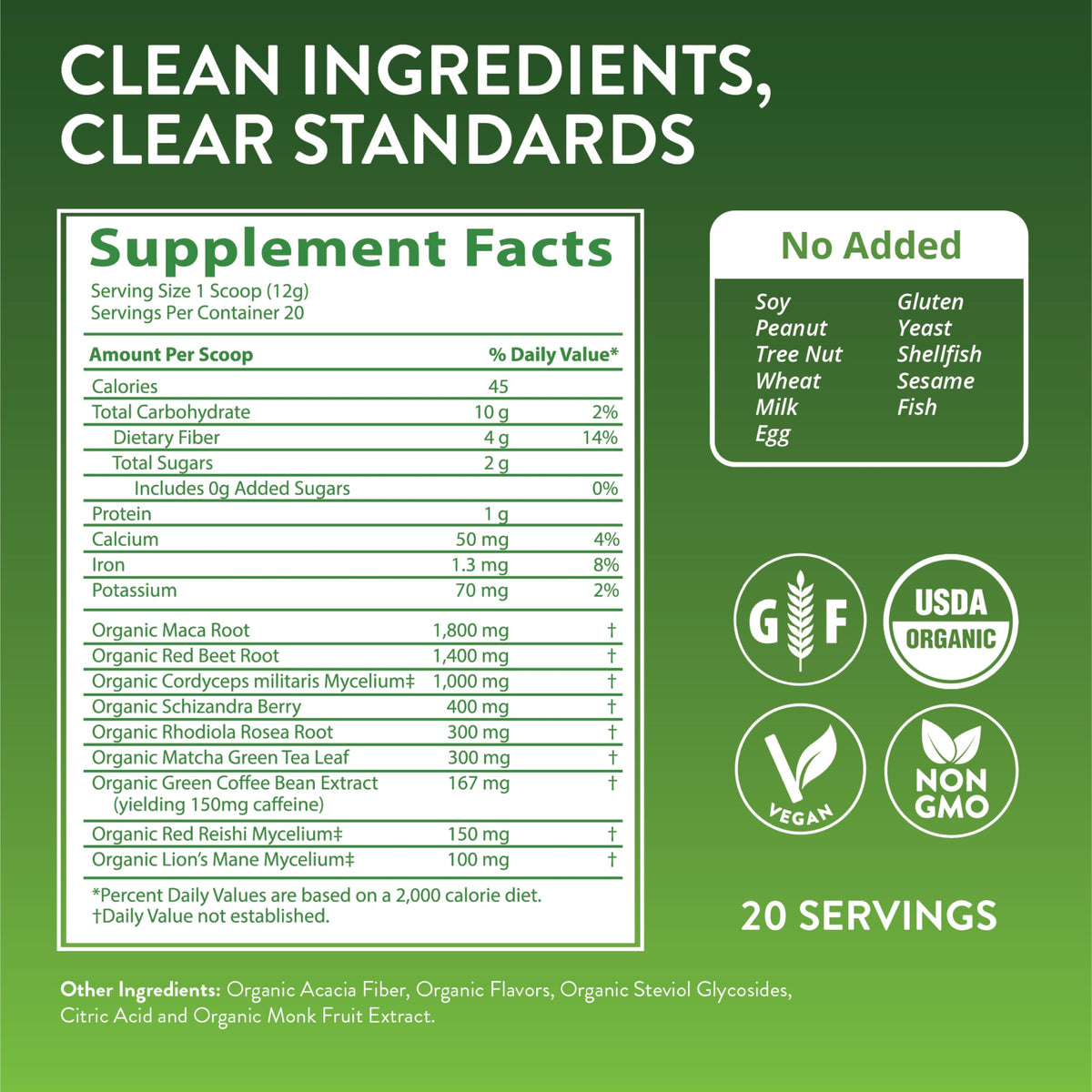 Organic Pre-Workout Powder Black Cherry 20 Servings M837723