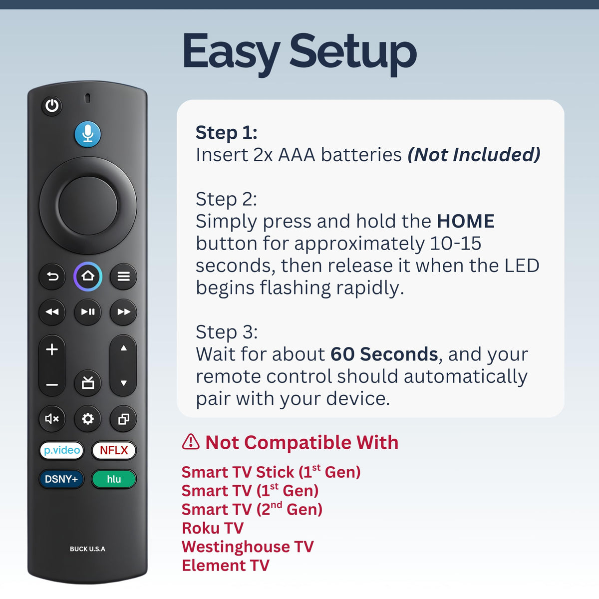 Replacement Voice Remote for Smart TVs, 1 Pack K674