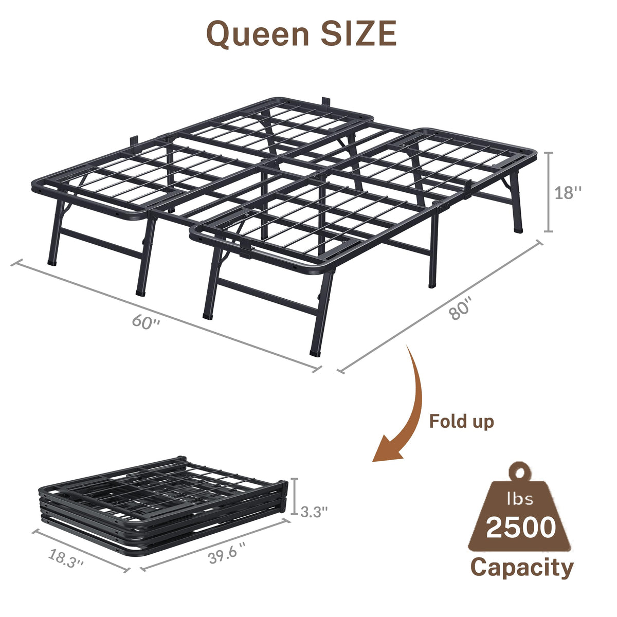 18 Inch Queen Metal Folding Bed Frame M217