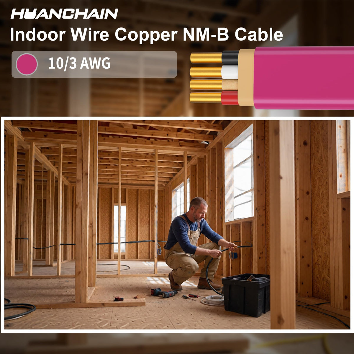 Pink 100FT Non-Metallic Sheathed Cable P5036