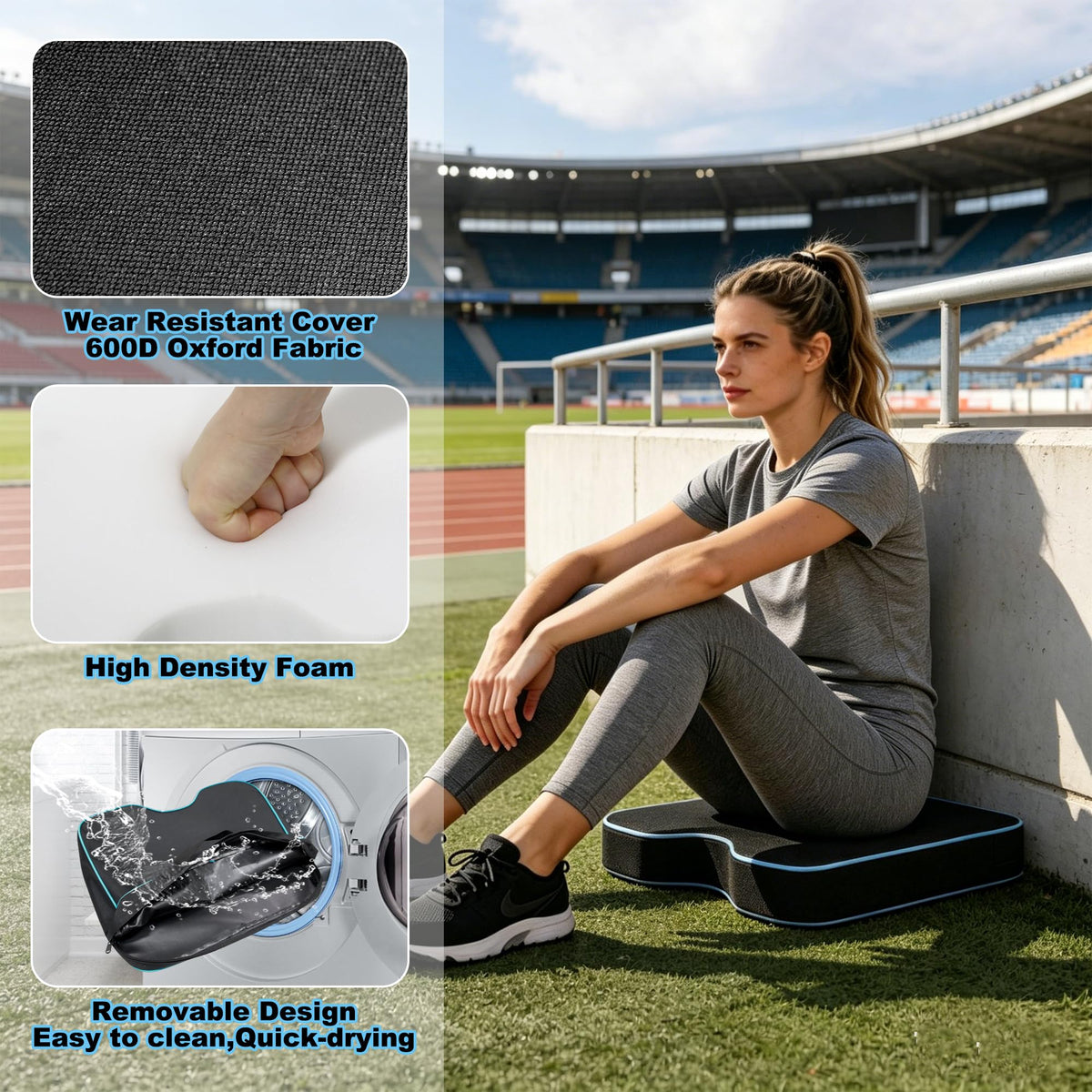 2 Pack Black Stadium Seat Cushion Y754