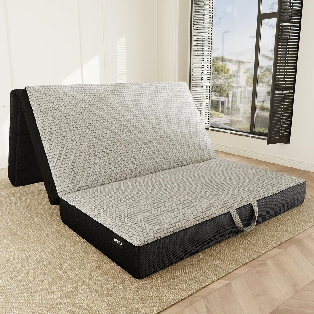 Memory Foam Trifold Mattress Full Size 6 Inch Grey R86559