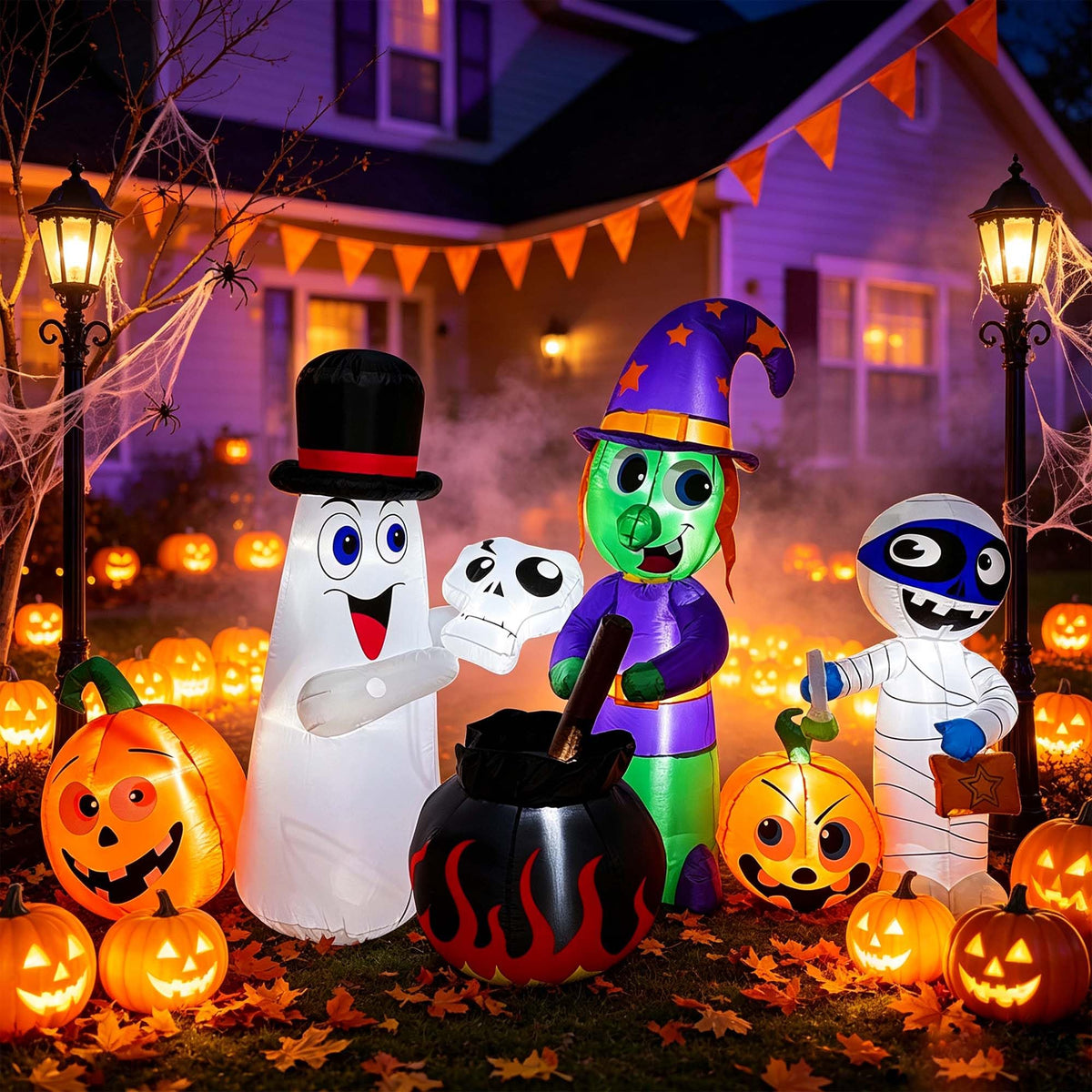 8 FT Halloween Inflatable Witch Ghost Mummy Combo Decorations H592