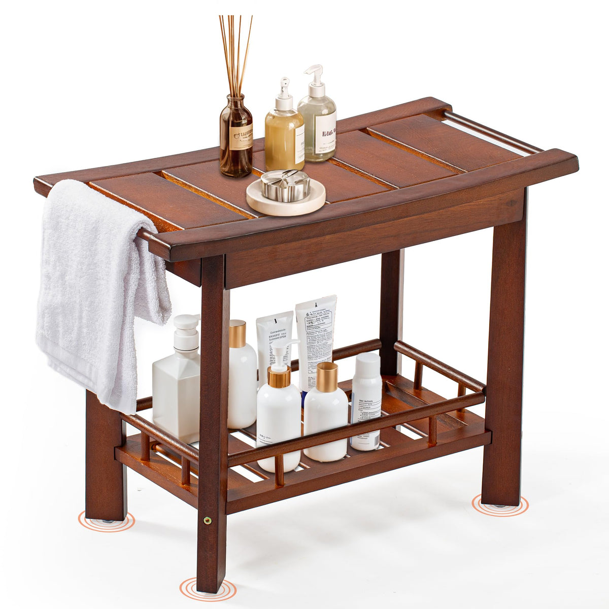 21" Teak Shower Bench with Storage Shelf M3854