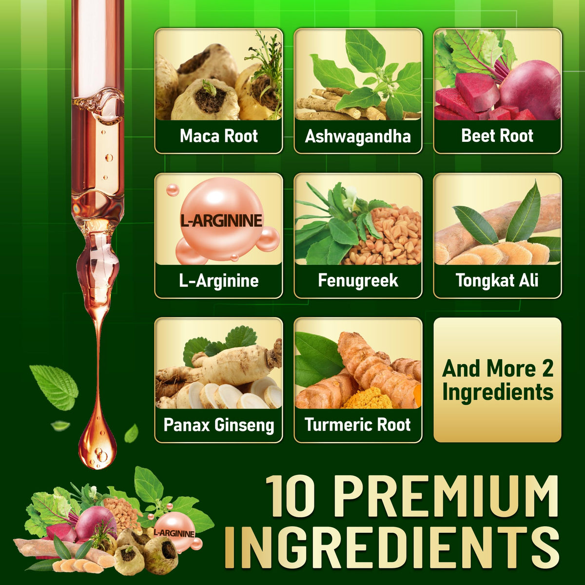 Maca Root Liquid Drops with Ashwagandha, Fenugreek, Beet Root and L-Arginine, 1 FL Oz K837156