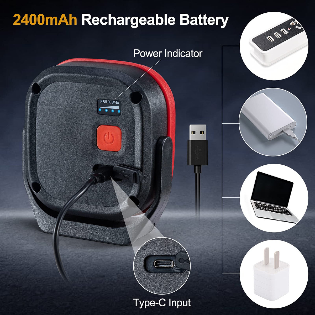 Magnetic Work Light, 42 LEDs 1000 Lumens Rechargeable Portable Inspection Light (2 PCS) A88273
