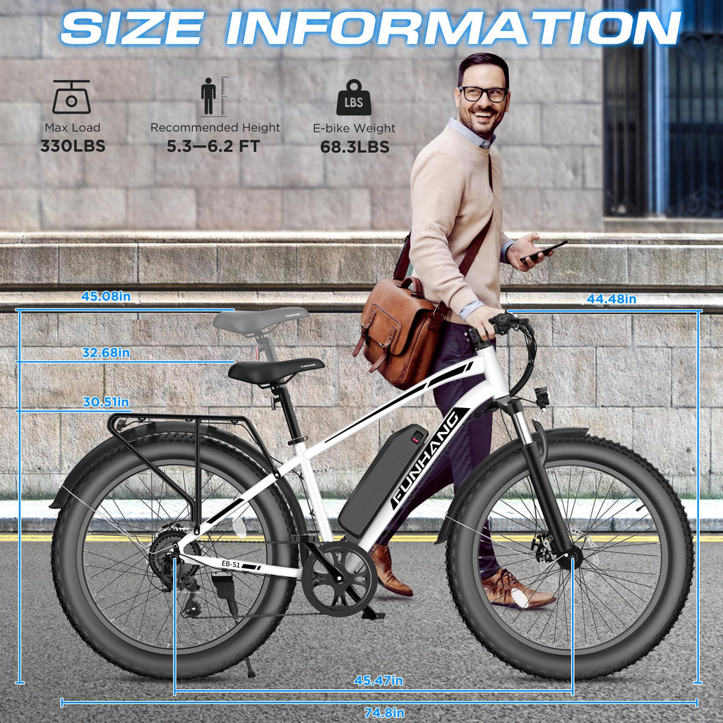 1000W 26" Fat Tire Electric Mountain Bike with 48V 13AH Battery X82760