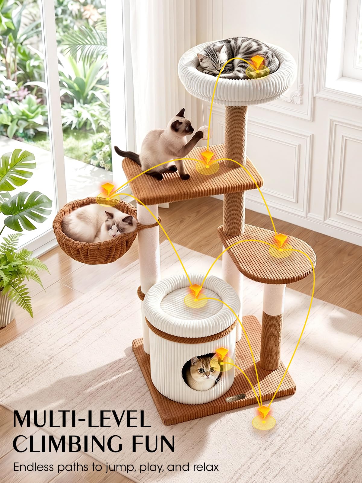 52" Corduroy Cat Tree Tower R887