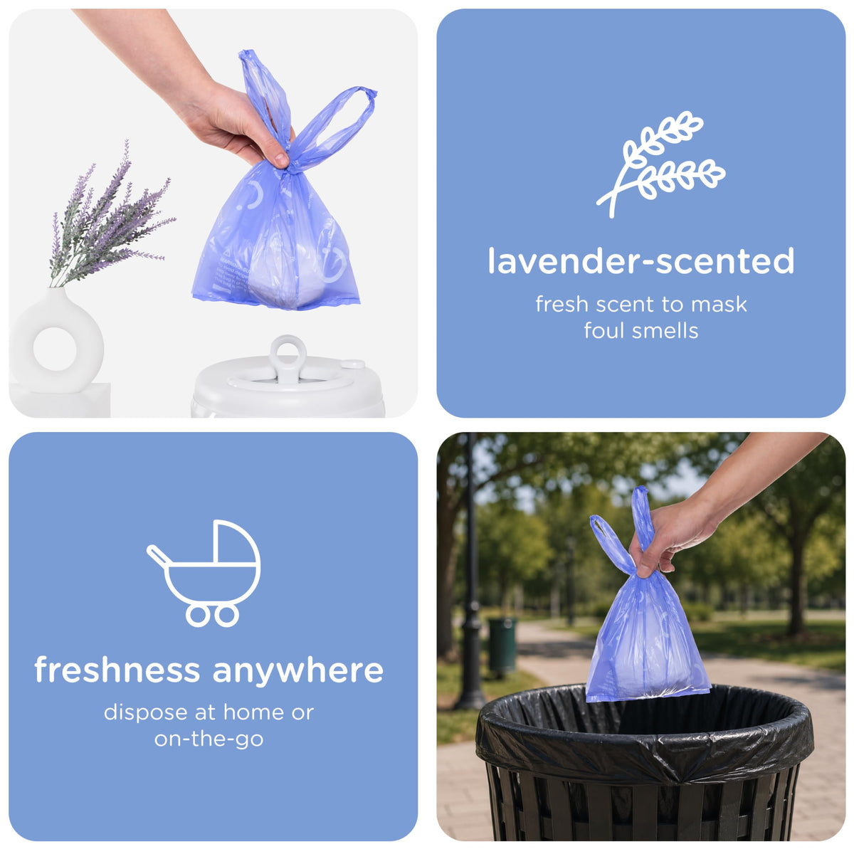 Lavender Scented Disposable Diaper Sacks 200 Count P252522