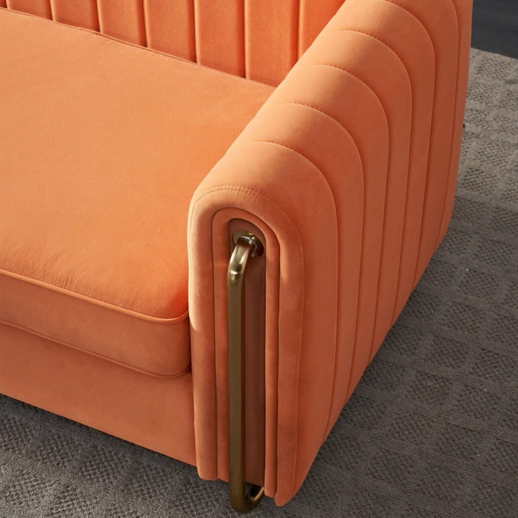 Orange Velvet Sofa Couch N464462