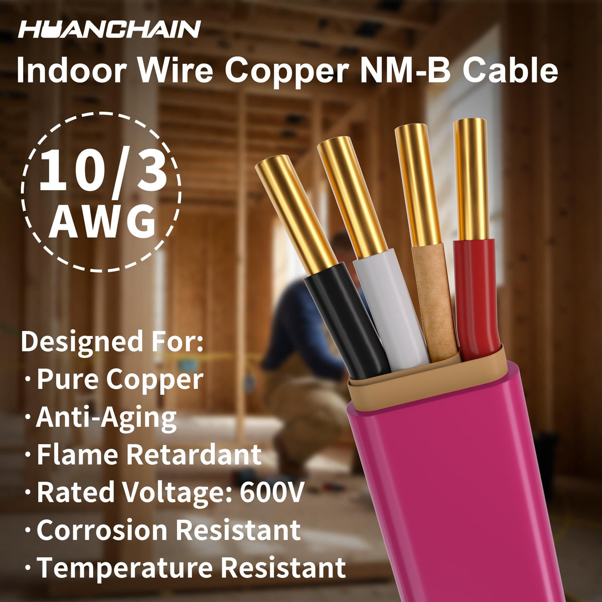 Pink 100FT Non-Metallic Sheathed Cable P5036