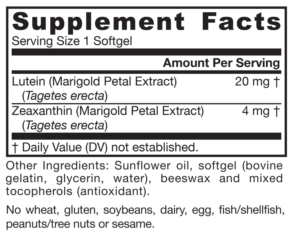 Lutein 20 mg with Zeaxanthin 120 Softgels U677067