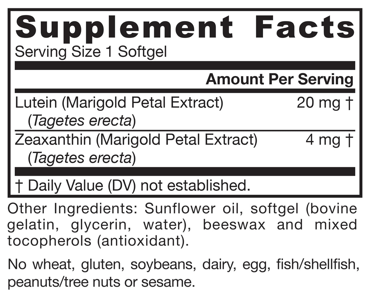 Lutein 20 mg with Zeaxanthin 120 Softgels U677067