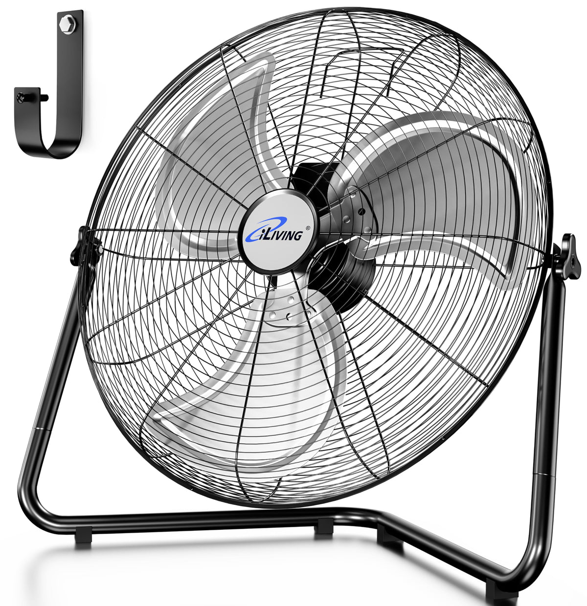 20 Inch Heavy Duty Floor & Wall Mount Fan, 3-Speed Black X8133
