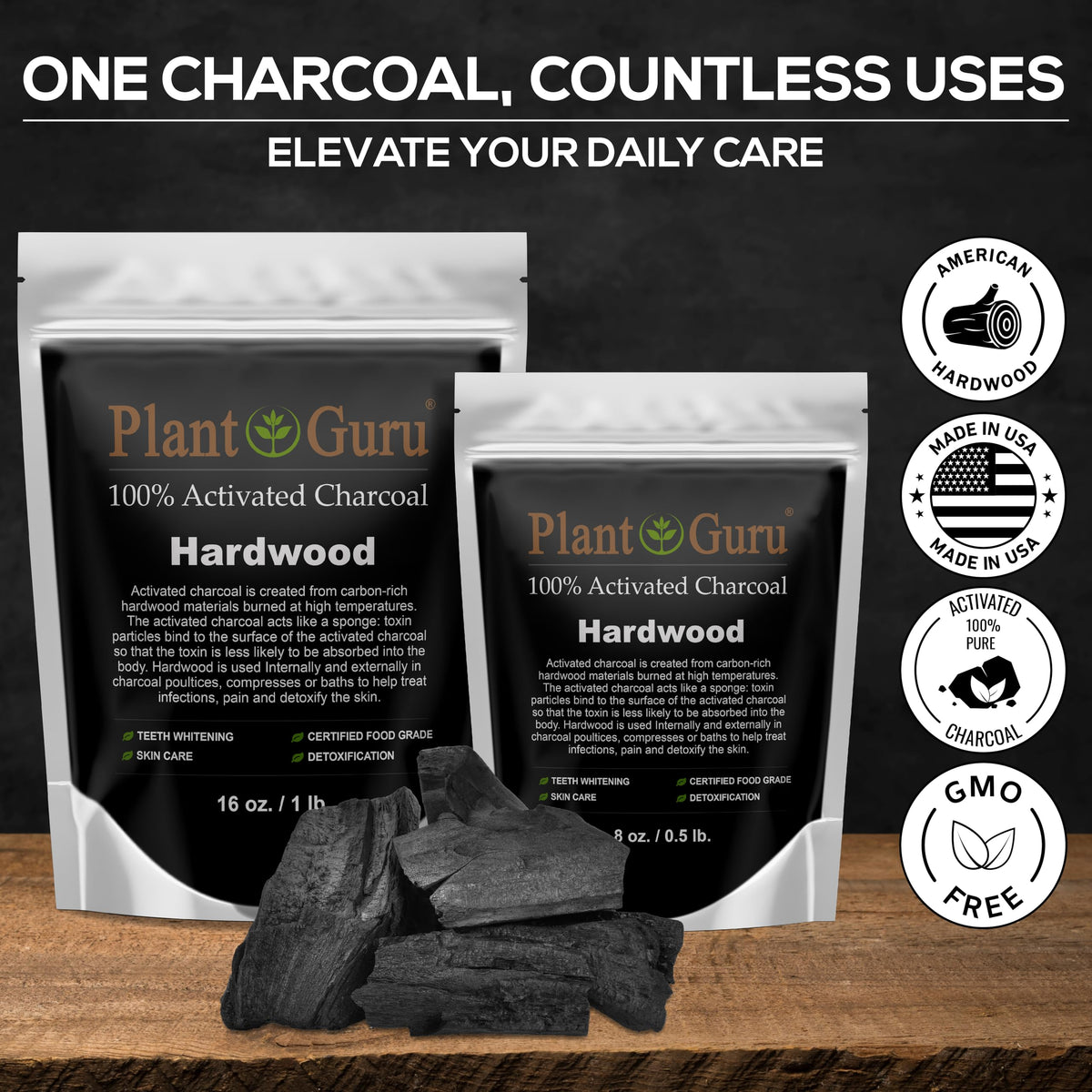 Activated Charcoal Powder 1 lb. Jar Food Grade Kosher Non-GMO Y436138