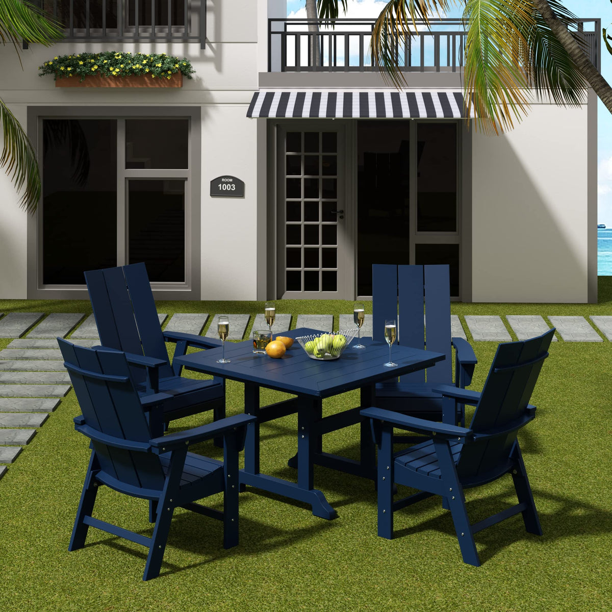 HDPE Adirondack Dining Chair Navy Blue L553