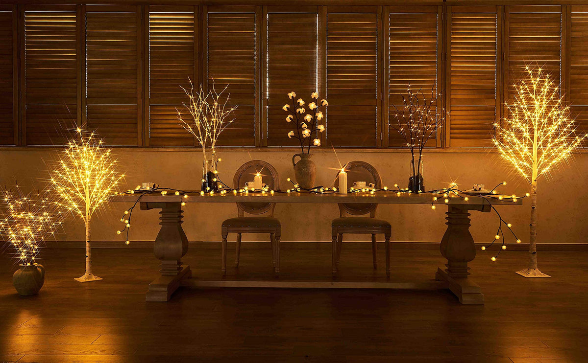 Lighted White Birch Twig Branches 30IN 150 LED with Timer and Dimmer Q3968