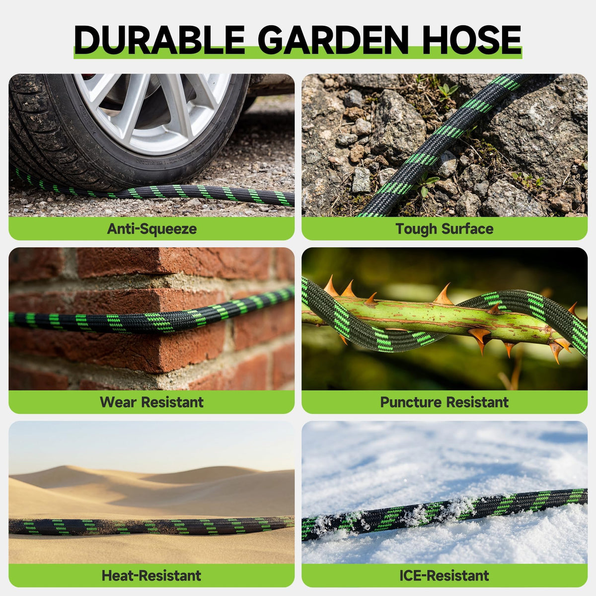 100 ft Flexible Lightweight Kink-Free Garden Hose with 10 Function Nozzle U4429