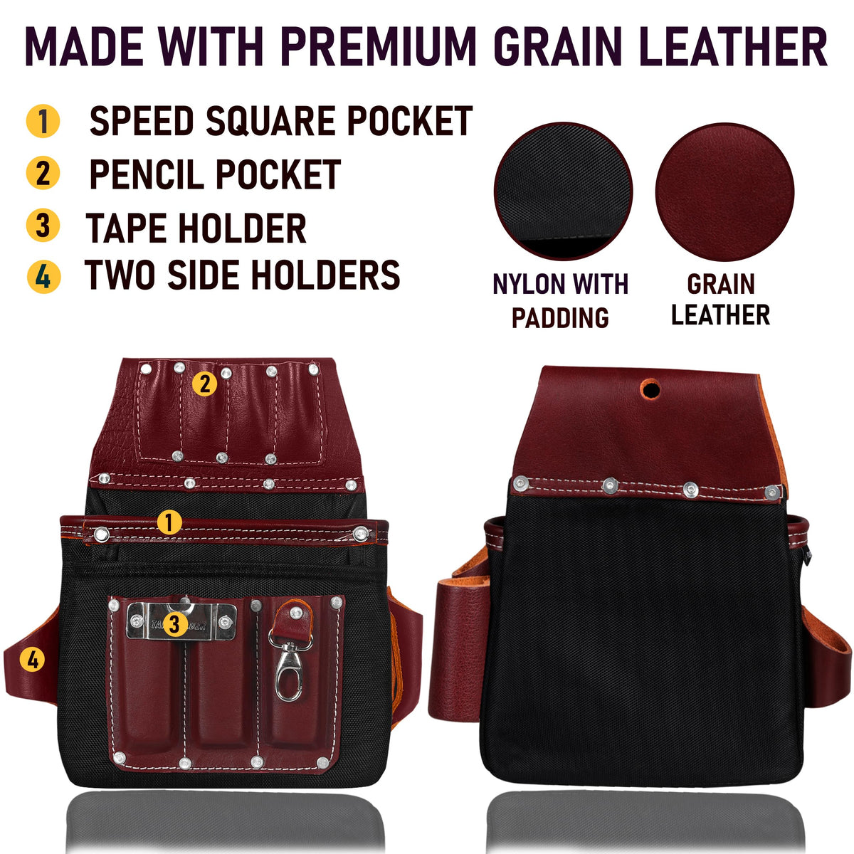 Heavy Duty Leather & 1680D Nylon 26 Pockets Electrician Tool Belt & Bag Combo L867
