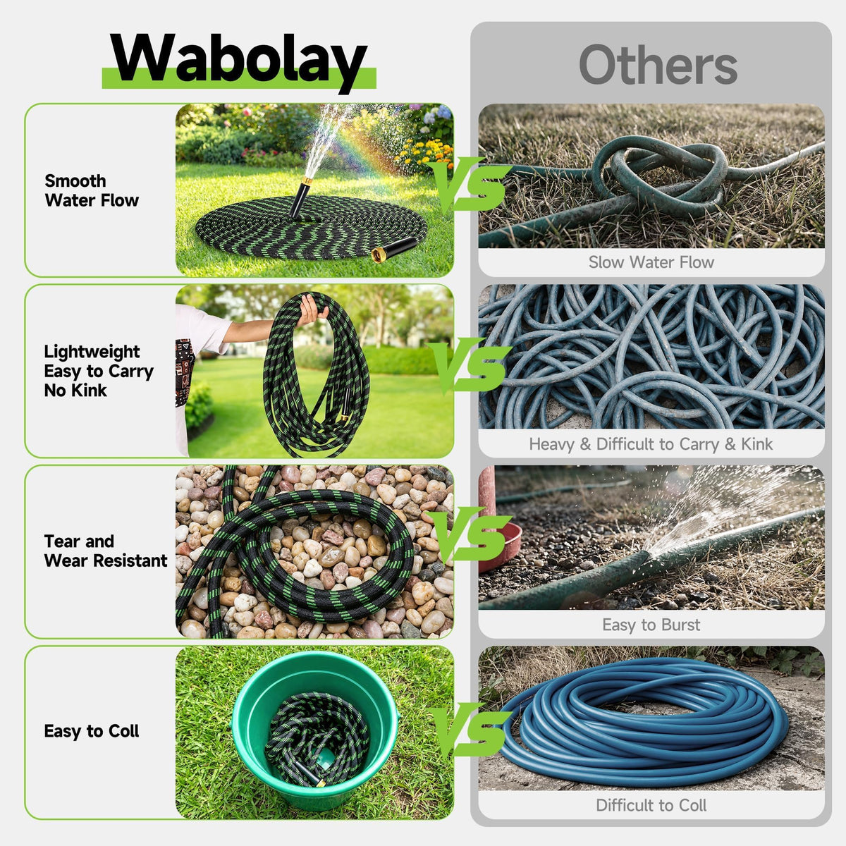 100 ft Flexible Lightweight Kink-Free Garden Hose with 10 Function Nozzle U4429