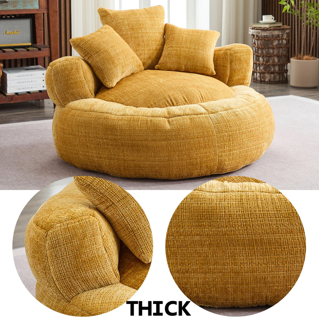 Oversized Chenille Bean Bag Chair with Pillows D751