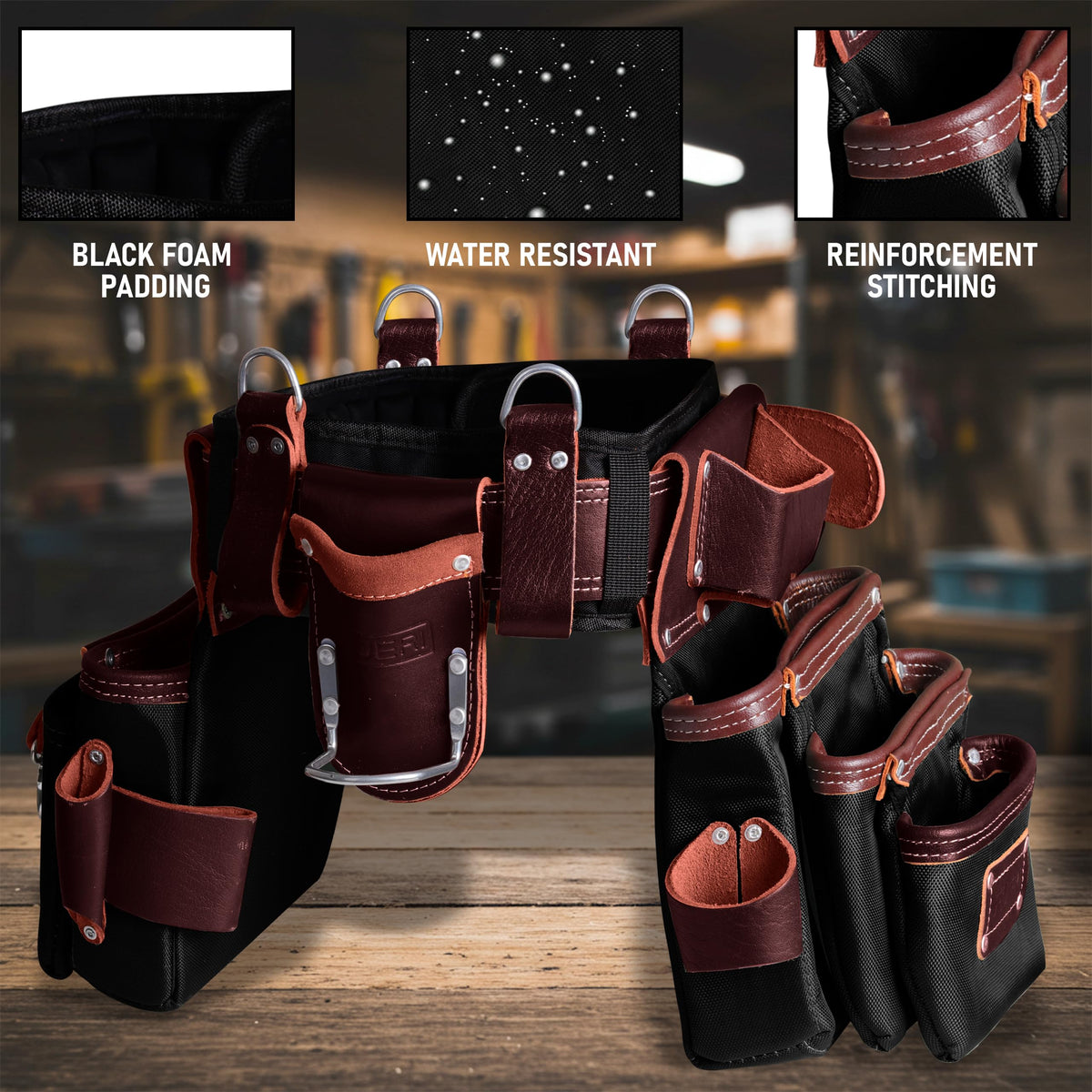 Heavy Duty Leather & 1680D Nylon 26 Pockets Electrician Tool Belt & Bag Combo L867