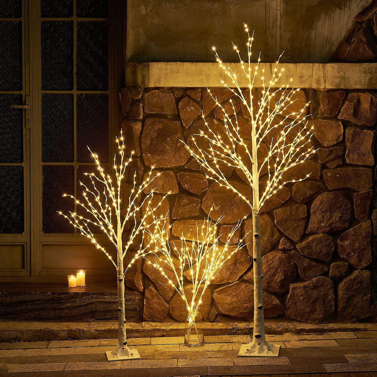 Lighted White Birch Twig Branches 30IN 150 LED with Timer and Dimmer Q3968